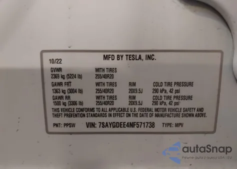 2022 Tesla Model Y Long Range Dual Motor All-Wheel Drive from USA, damaged, VIN 7SAYGDEE4NF571738